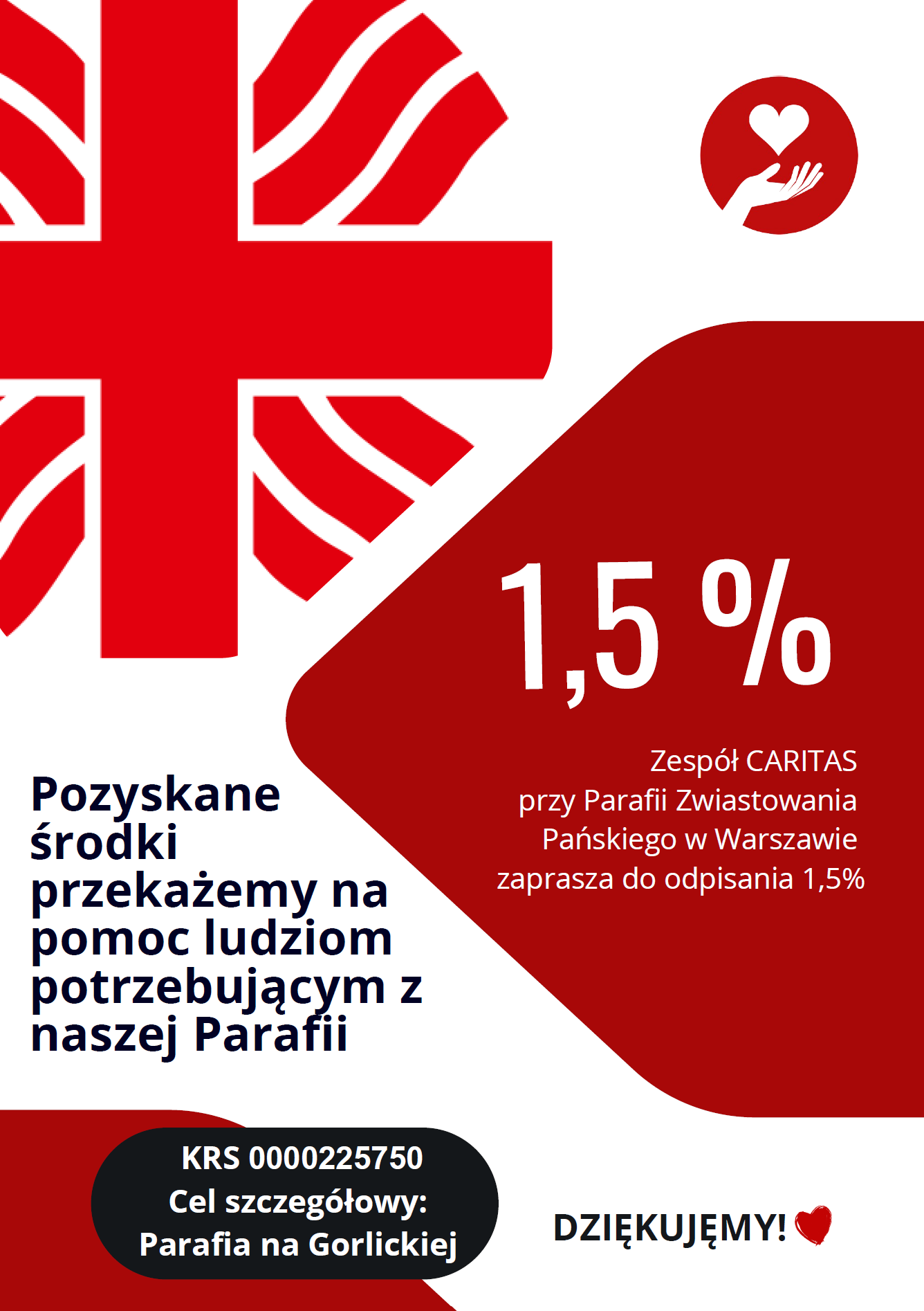 1,5 % podatku na rzecz Parafialnego Zespołu Caritas